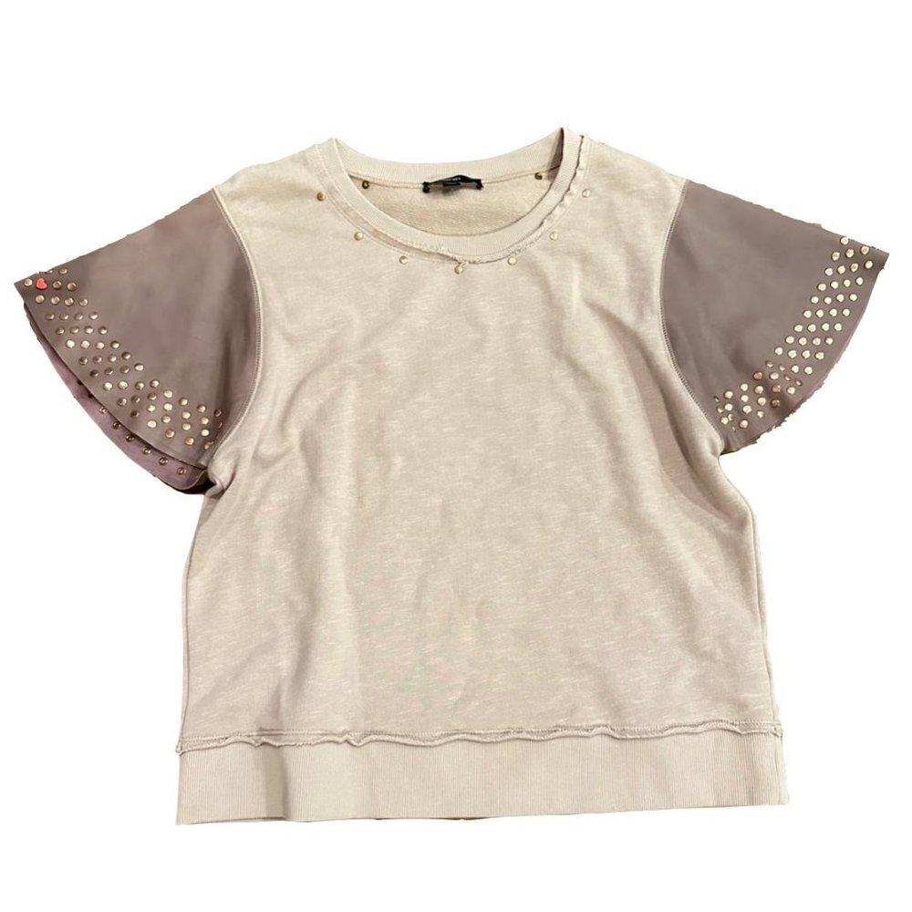 Diesel sheepskin leather flutter sleeve sweatshirt